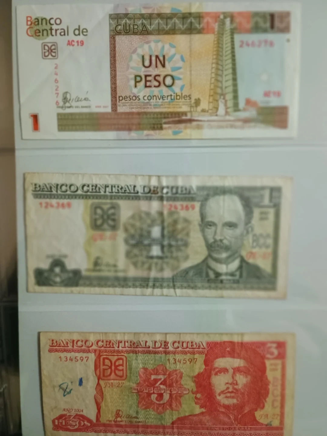 Collection of Cuban Pesos - 1, 3, and 5 Peso Banknotes - photo 4
