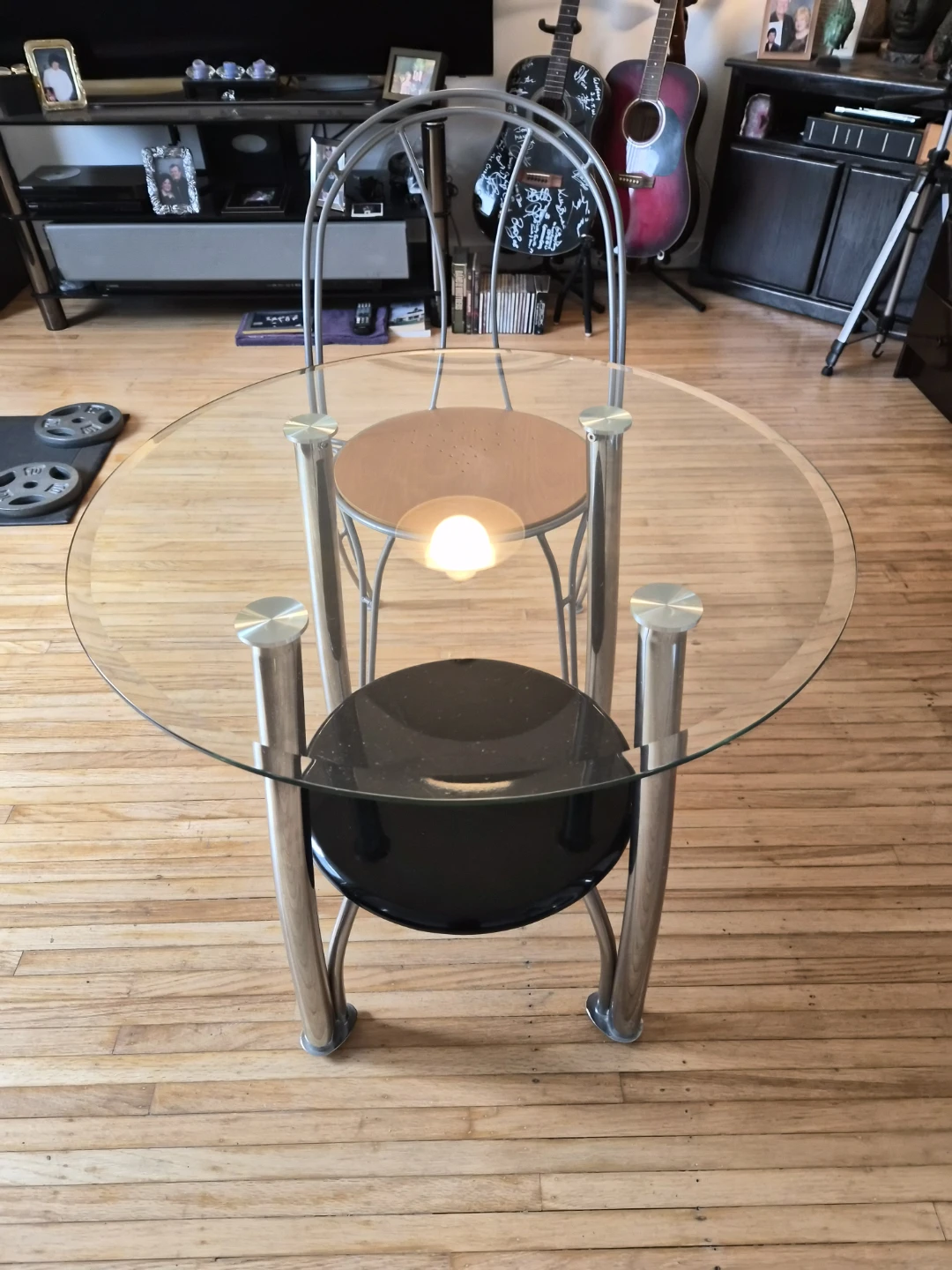 Glass Top Bistro Table with Metal Chair