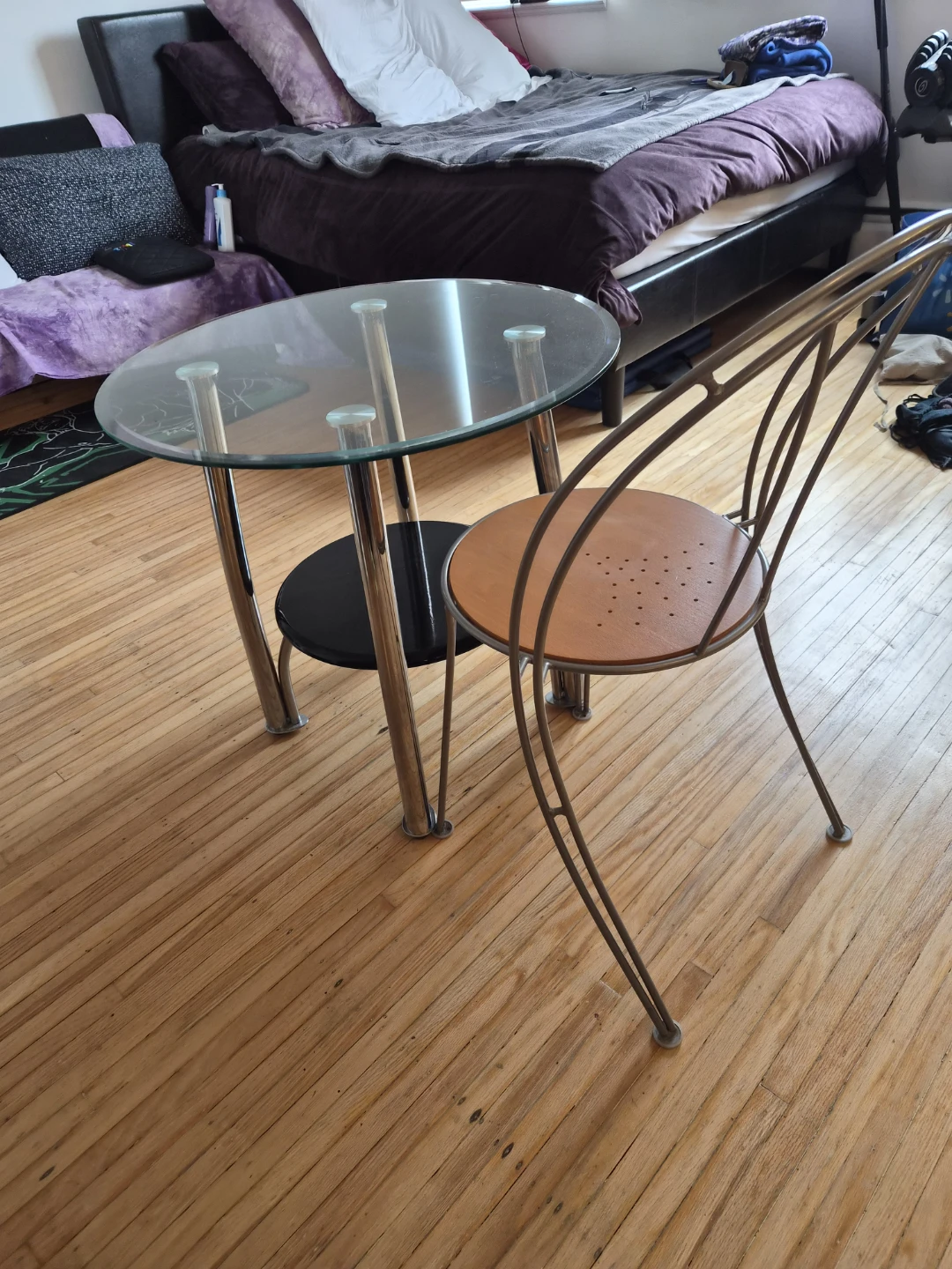 Glass Top Bistro Table with Metal Chair - photo 4