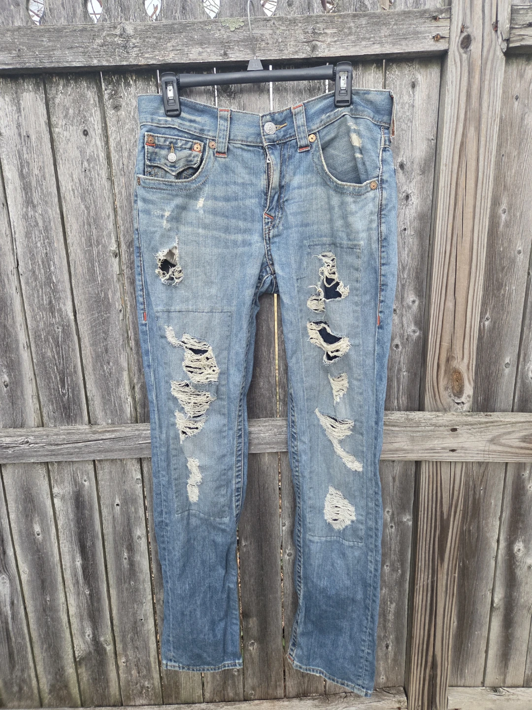 True Religion Jeans Size 32 Distressed Blue Denim