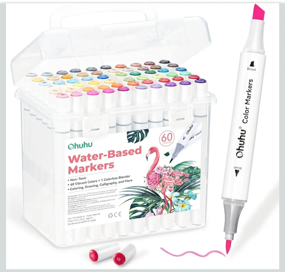 Ohuhu 60-Color Water-Based Markers Set with Case - photo 3