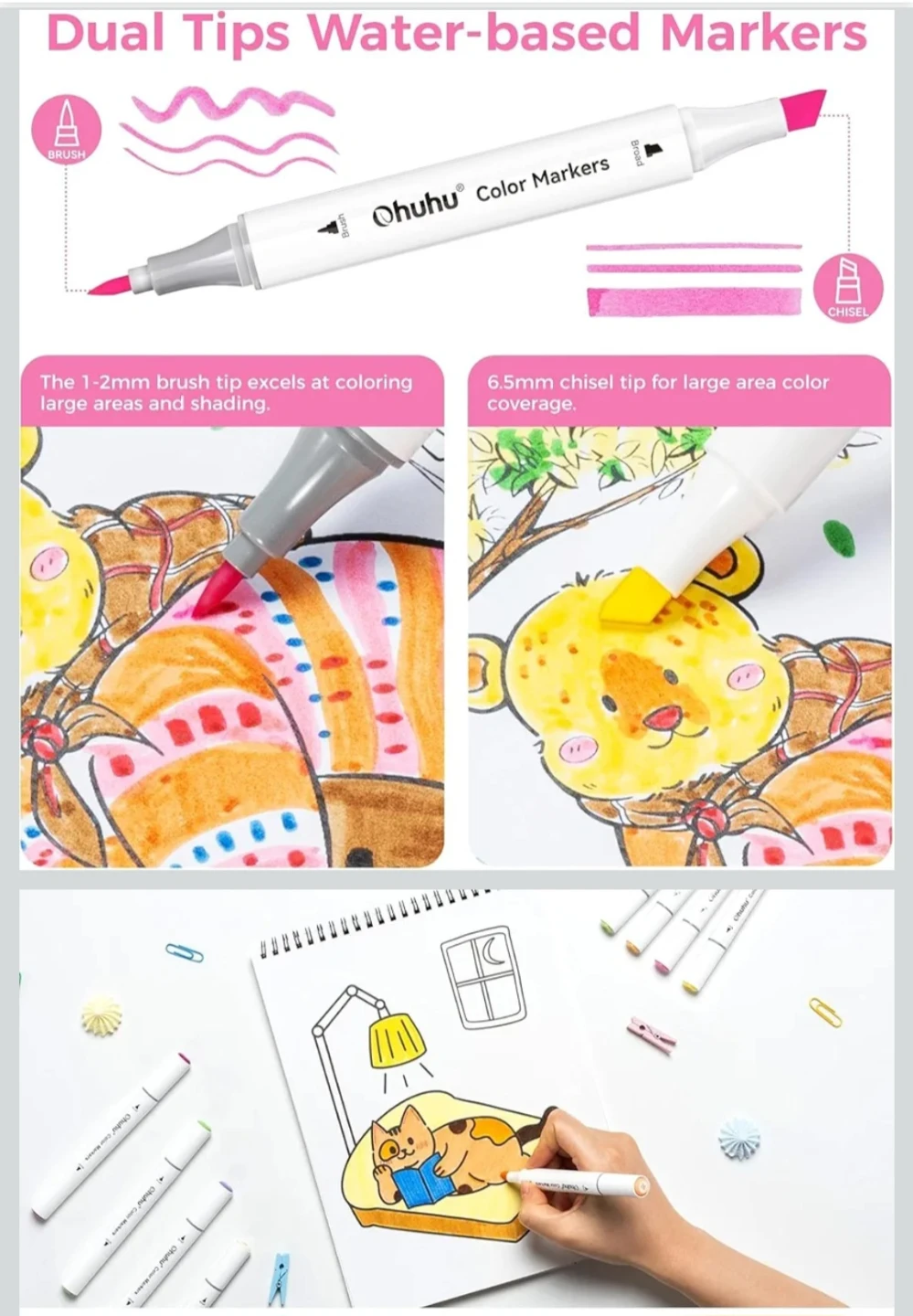 Ohuhu 60-Color Water-Based Markers Set with Case - photo 5