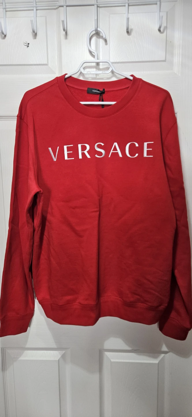 VERSACE Red Logo Crewneck Sweatshirt