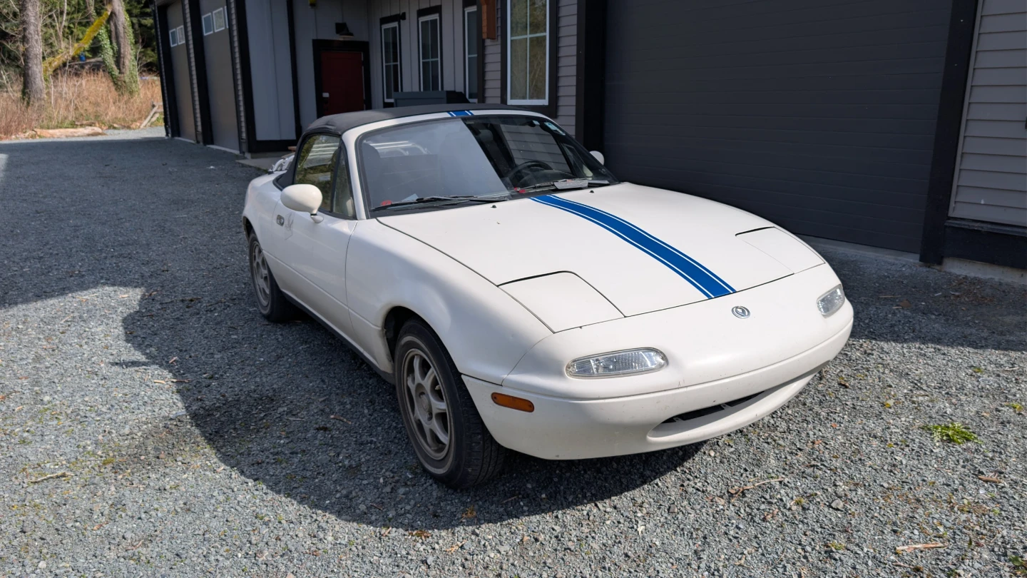 White Mazda Miata Convertible