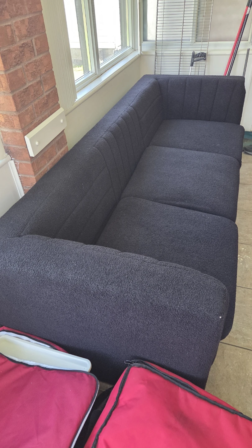 Black boucle fabric sectional sofa - photo 2