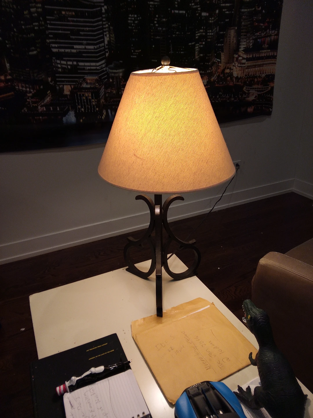 Wrought Iron Table Lamp with Shade