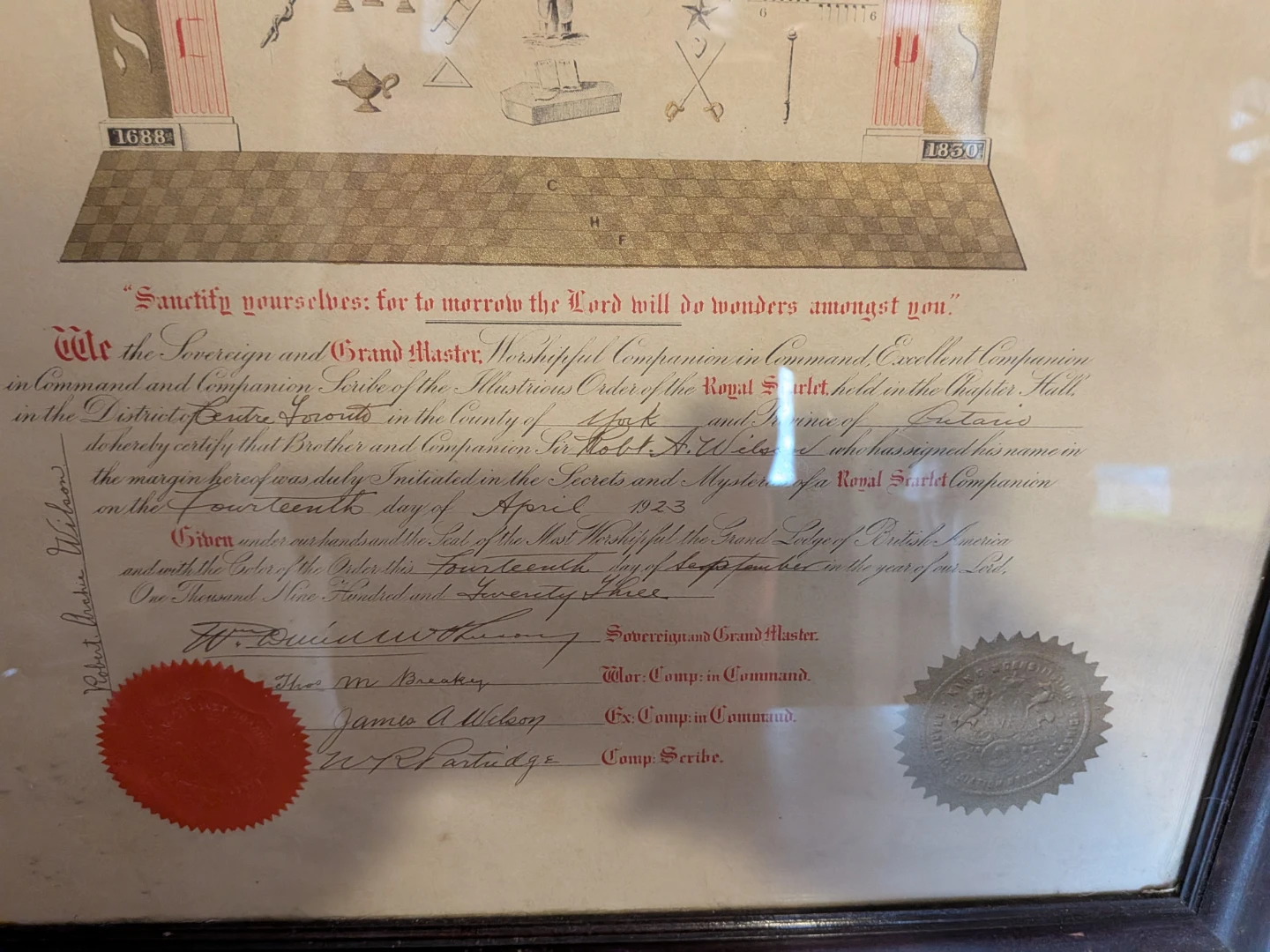 Royal Scarlet Order Certificate - 1923 - photo 2