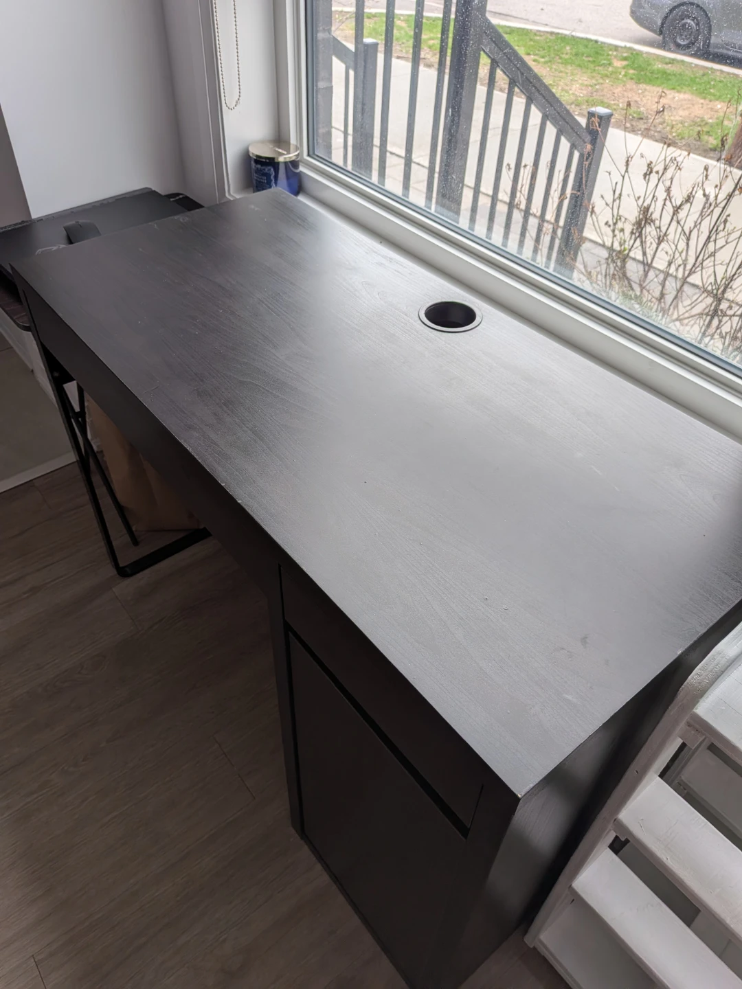 Black Desk with Drawer and Cable Management Hole - photo 2