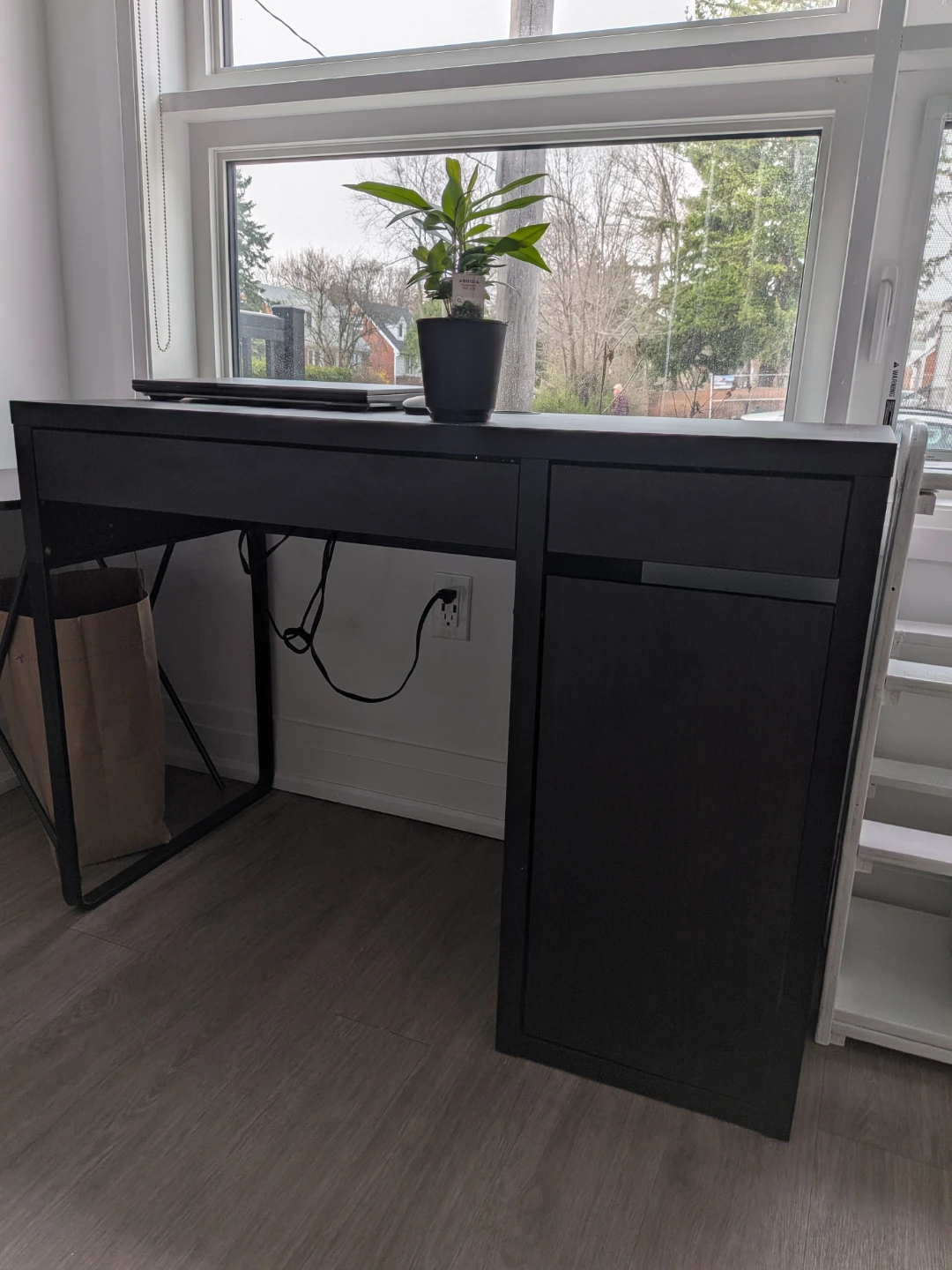 Black Desk with Drawer and Cable Management Hole - photo 3