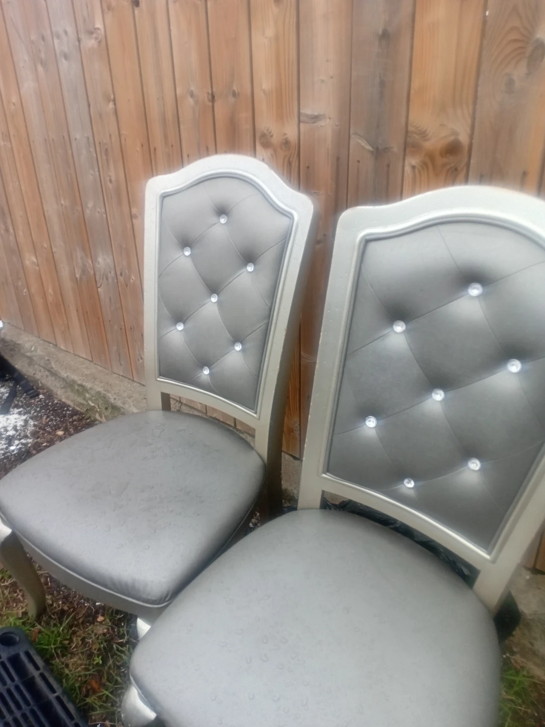Set of 2 Tufted Dining Chairs - Grey