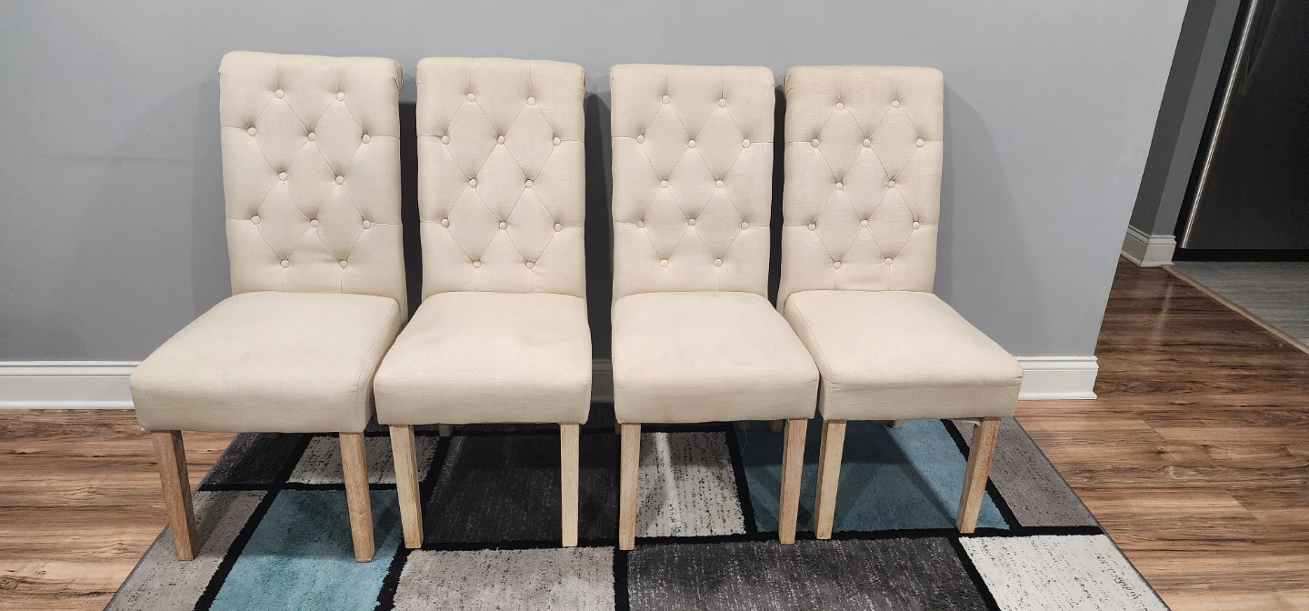 Set of 4 Tufted Upholstered Dining Chairs