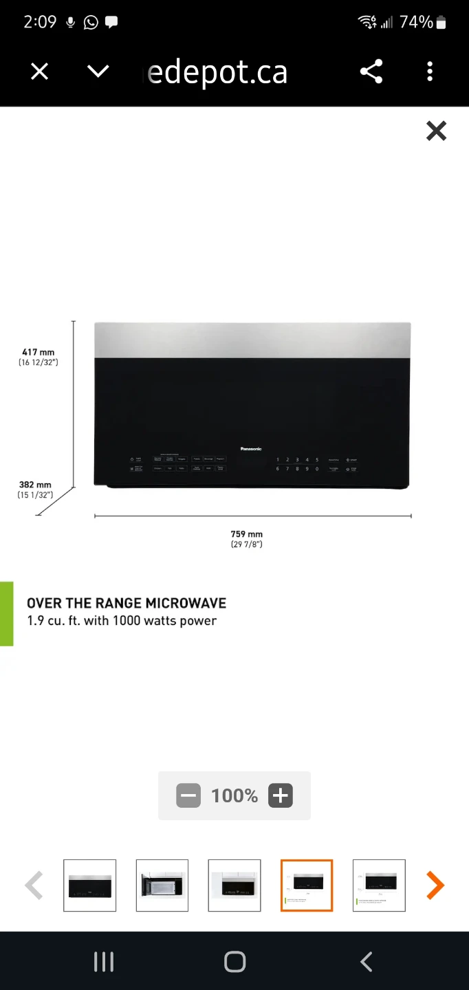 Panasonic Over-the-Range Microwave Oven - photo 5