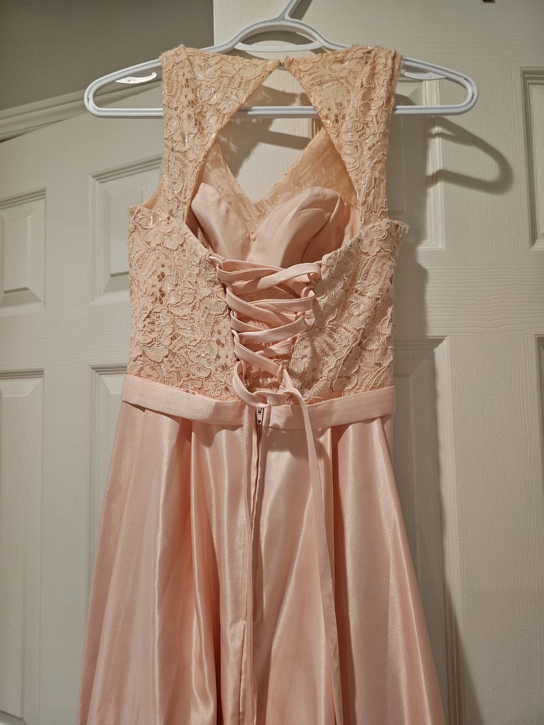 Cindy USA Peach Lace & Satin Prom Dress XS - photo 4