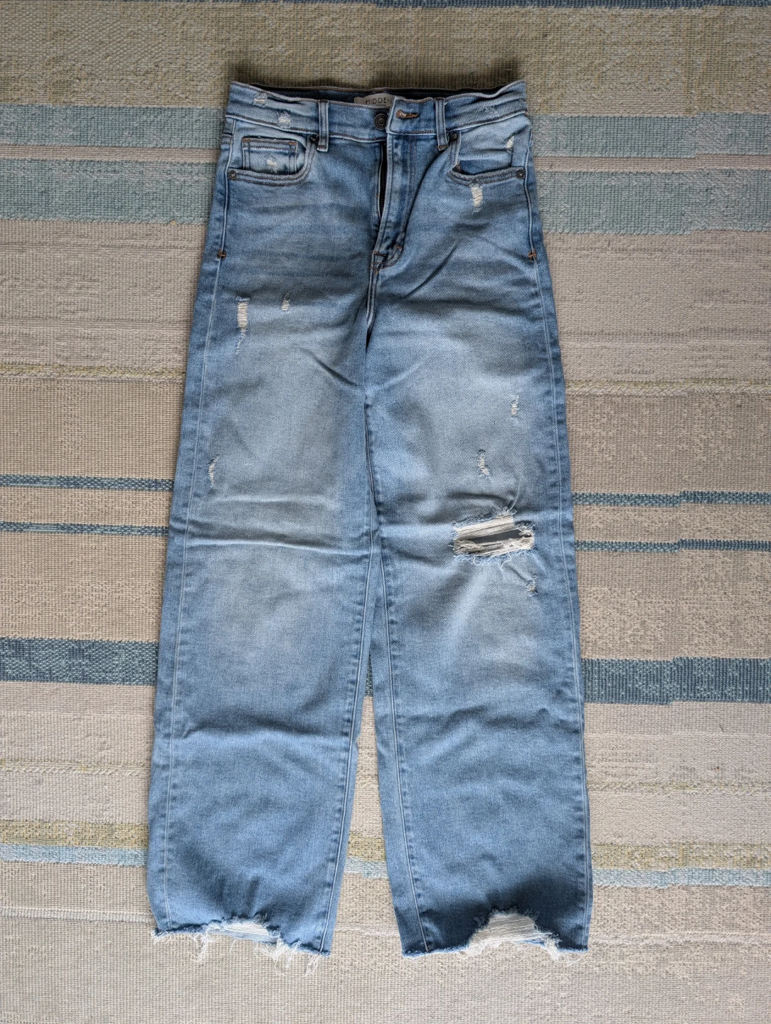 HIDDEN Los Angeles Light Wash Distressed Wide Leg Jeans Size 26