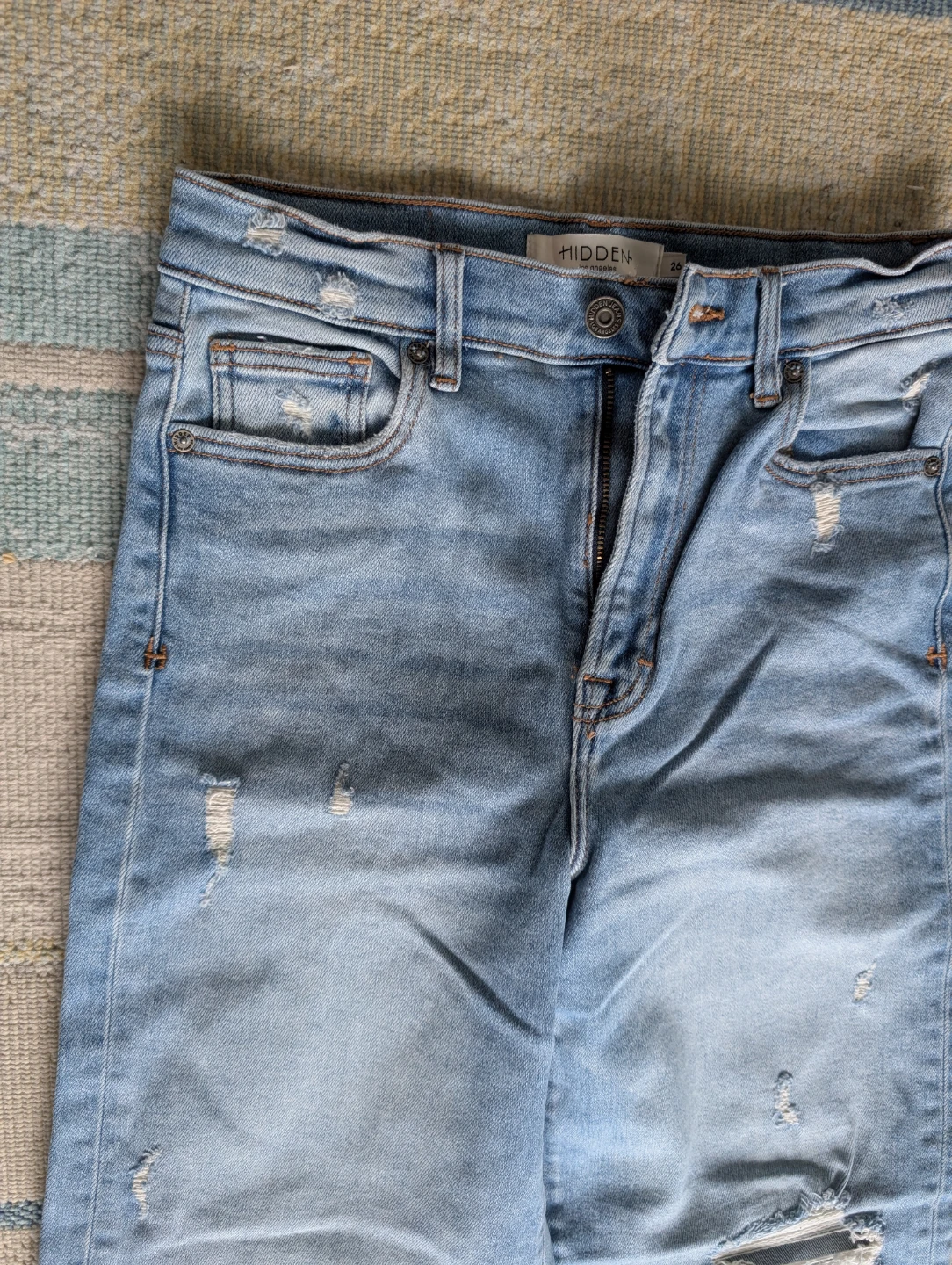 HIDDEN Los Angeles Light Wash Distressed Wide Leg Jeans Size 26 - photo 4