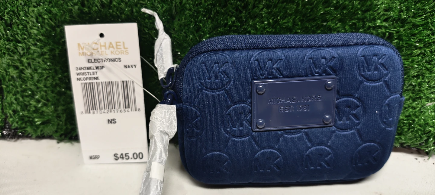 Michael Kors Padded Navy Neoprene Wristlet