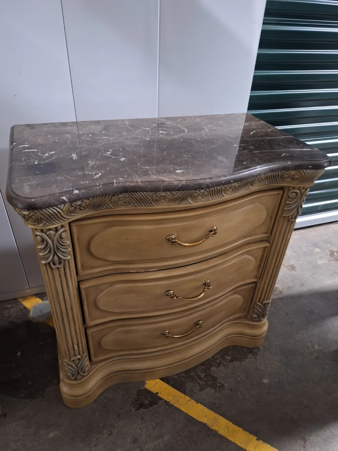 Two Vintage 3-Drawer Nightstand with Marble Top - photo 3