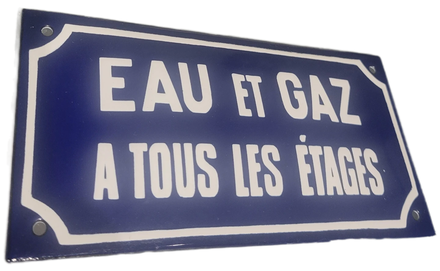 Vintage Enamel EAU ET GAZ A TOUS LES ETAGES Sign - photo 2
