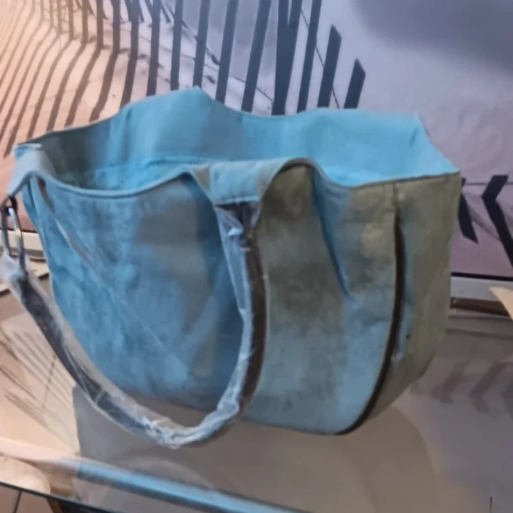 Light Blue Suede Tote Bag