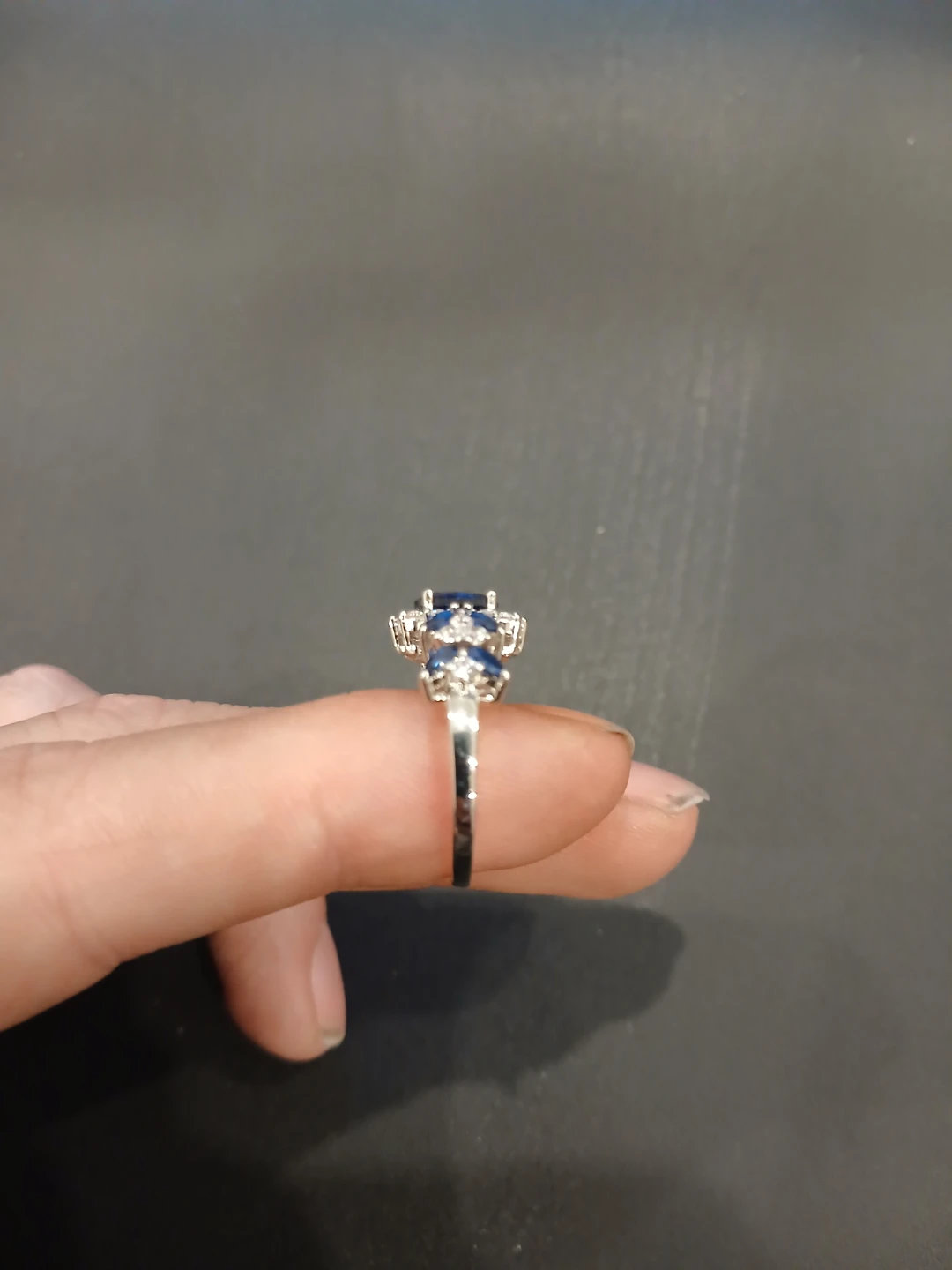 925 Silver Sapphire & Synthetic Cubic Zirconia Ring - photo 3