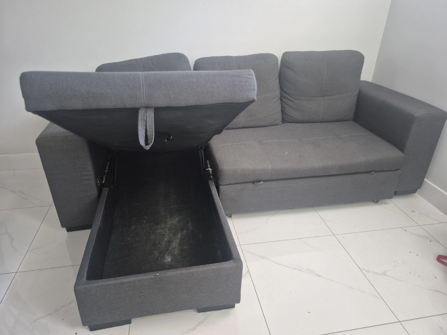 Grey Sectional Sofa with Storage and Pull-out Bed - photo 2