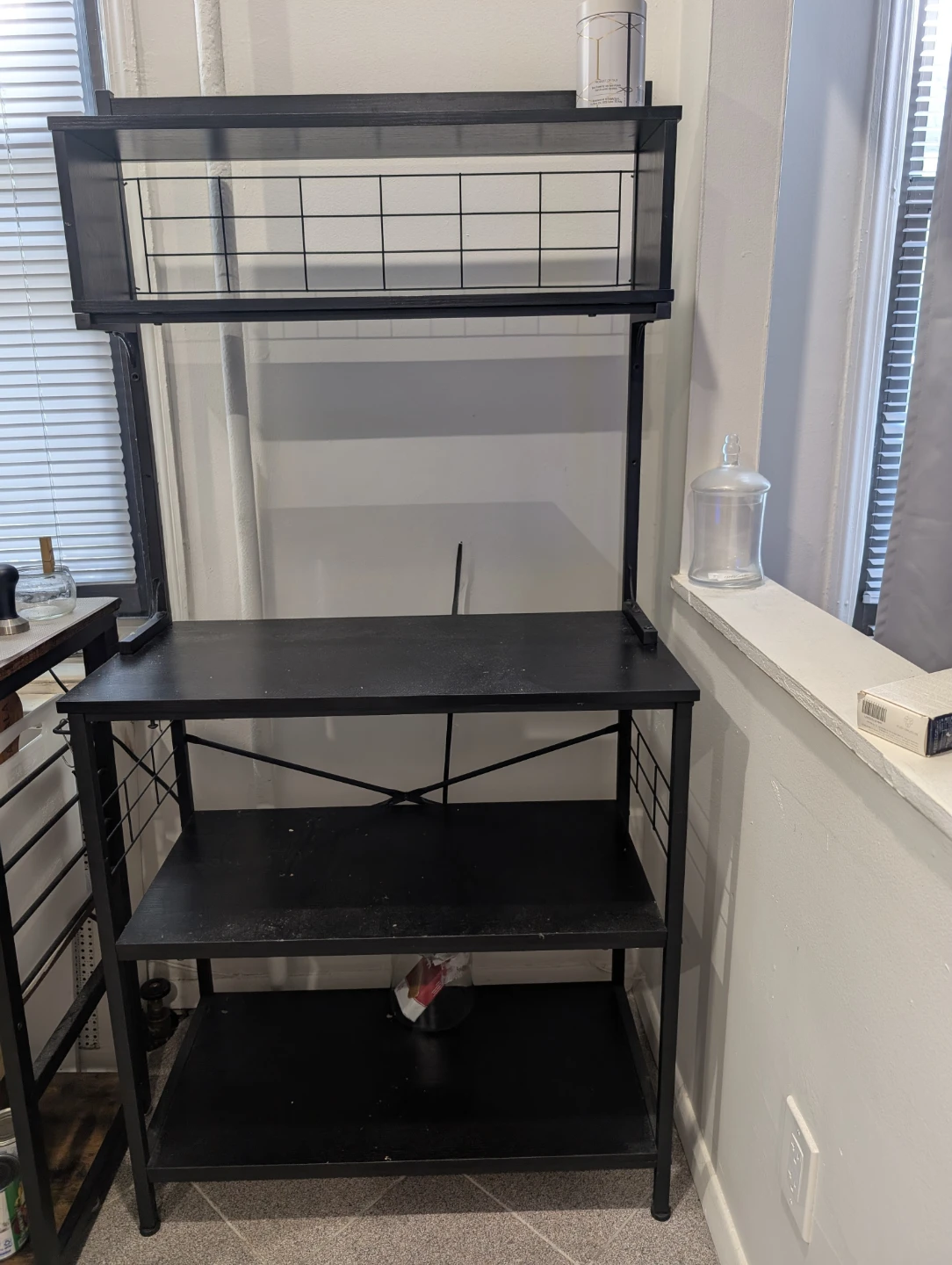 Black Metal Rack with Shelves