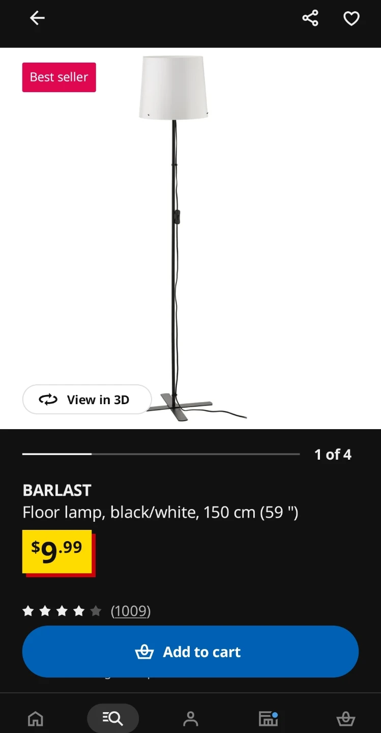 IKEA Barlast Floor Lamp - Black/White - photo 4