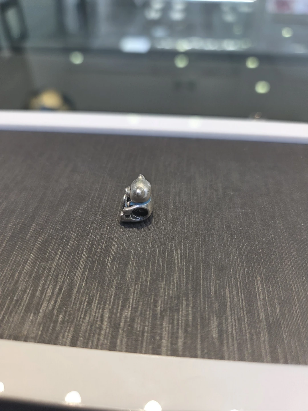 Sterling Silver Teddy Bear Charm with Blue Bow - photo 2