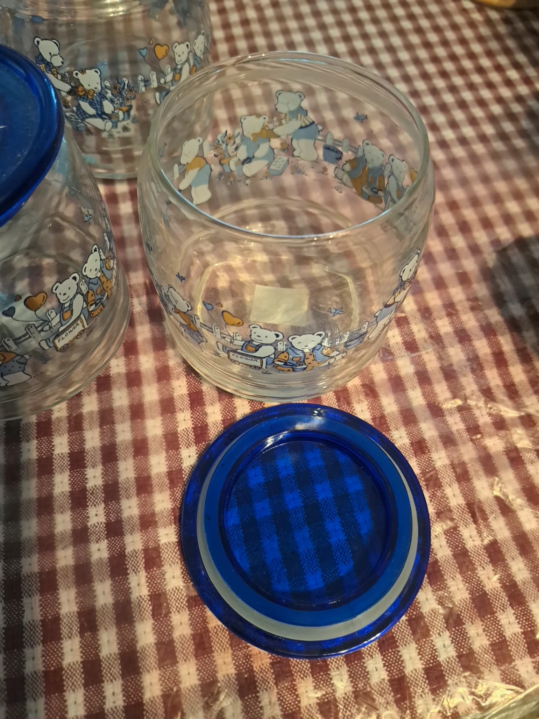 Set of 4 Bear-Themed Glass Jars with Blue Lids - photo 3