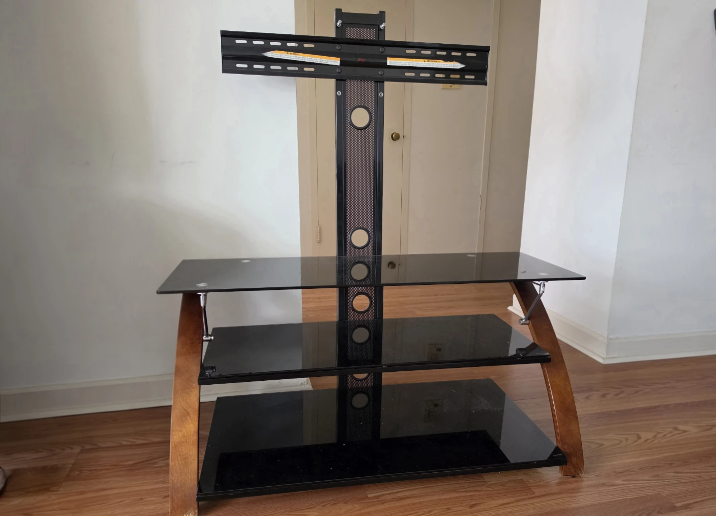 Black Glass TV Stand with Mount