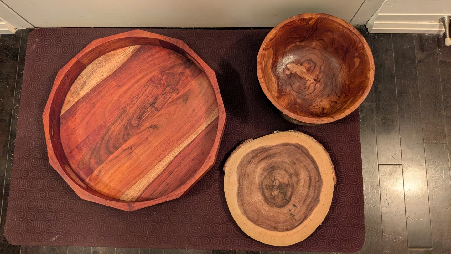 Beautiful Wooden Serving Tray, Bowl, Cookie