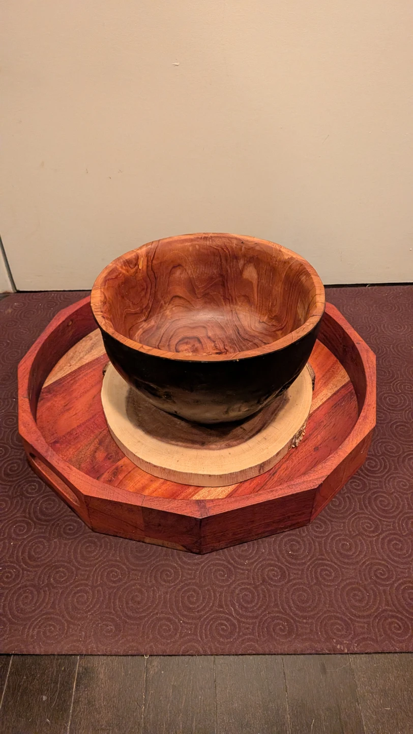 Beautiful Wooden Serving Tray, Bowl, Cookie - photo 2