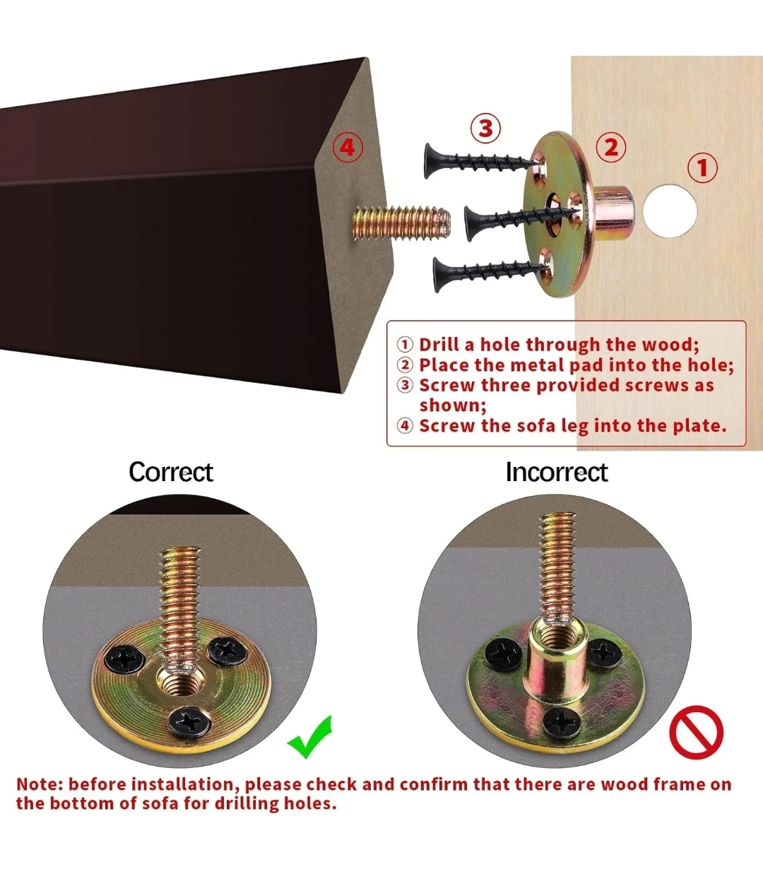 Set of 8 Brown Square Furniture Legs (4 Inch) 🌱 - photo 4