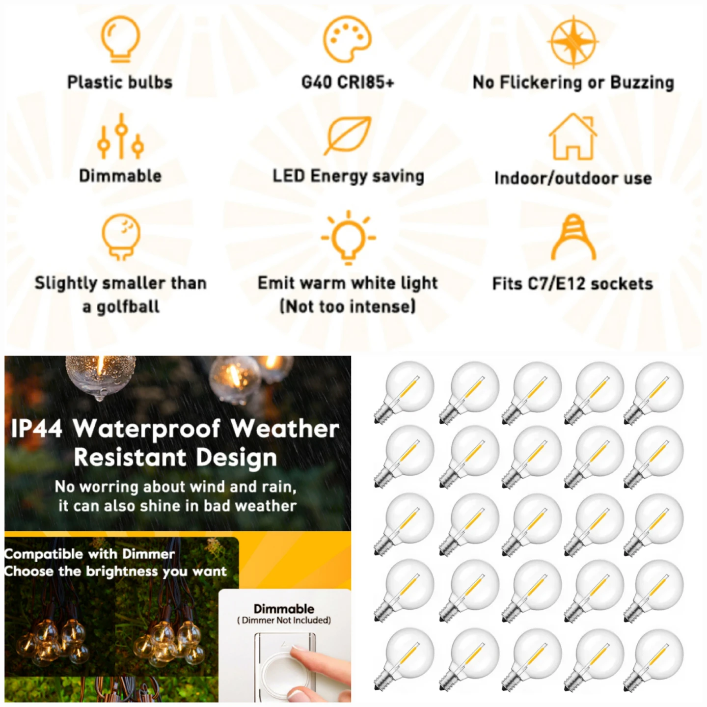 LED lightbulbs - indoor/outdoor use - C7/E12 2200k NEW - photo 3