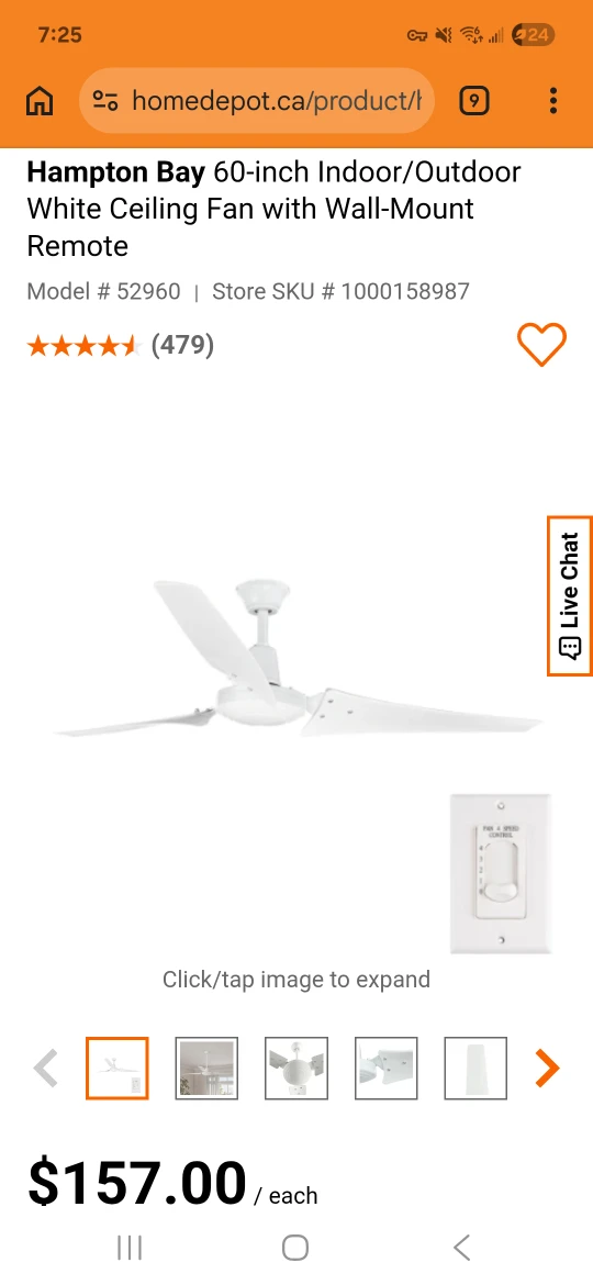 Hampton Bay 60-inch Industrial White Ceiling Fan - photo 2
