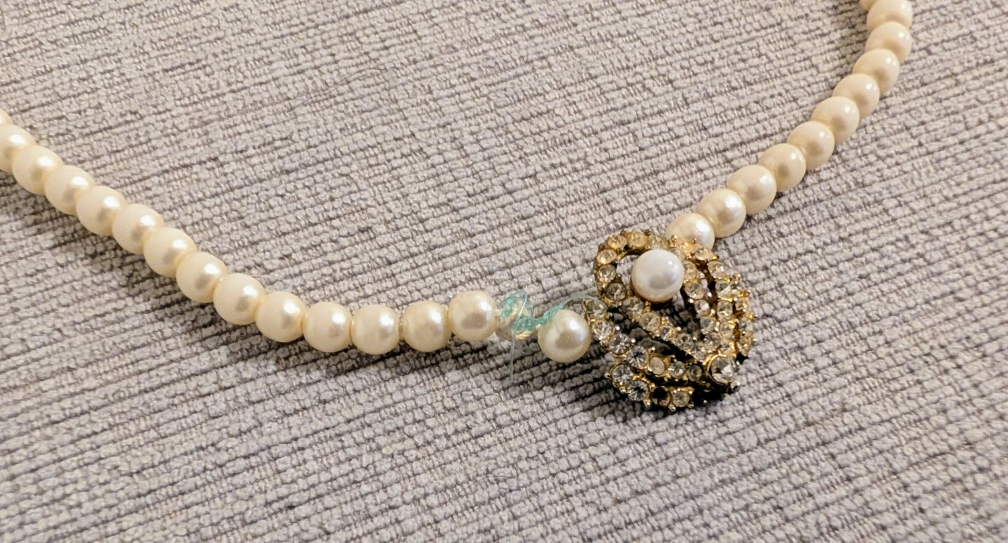 Faux Pearl Necklace with Rhinestone Clasp - photo 3