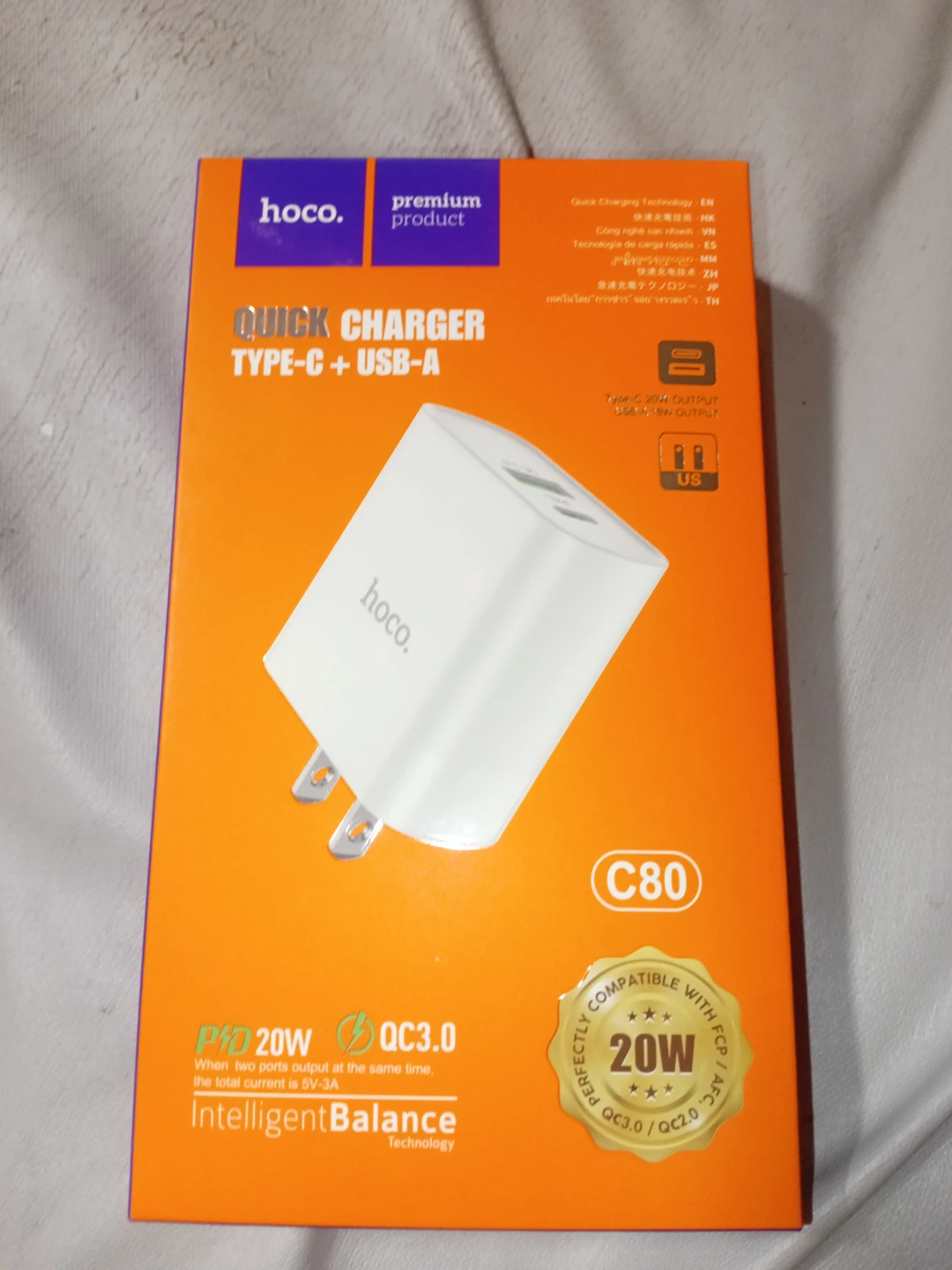 Hoco C80 Quick Charger Type-C + USB-A 20W