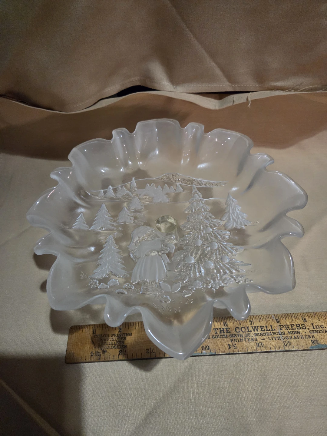 Frosted Glass Christmas Candy Dish