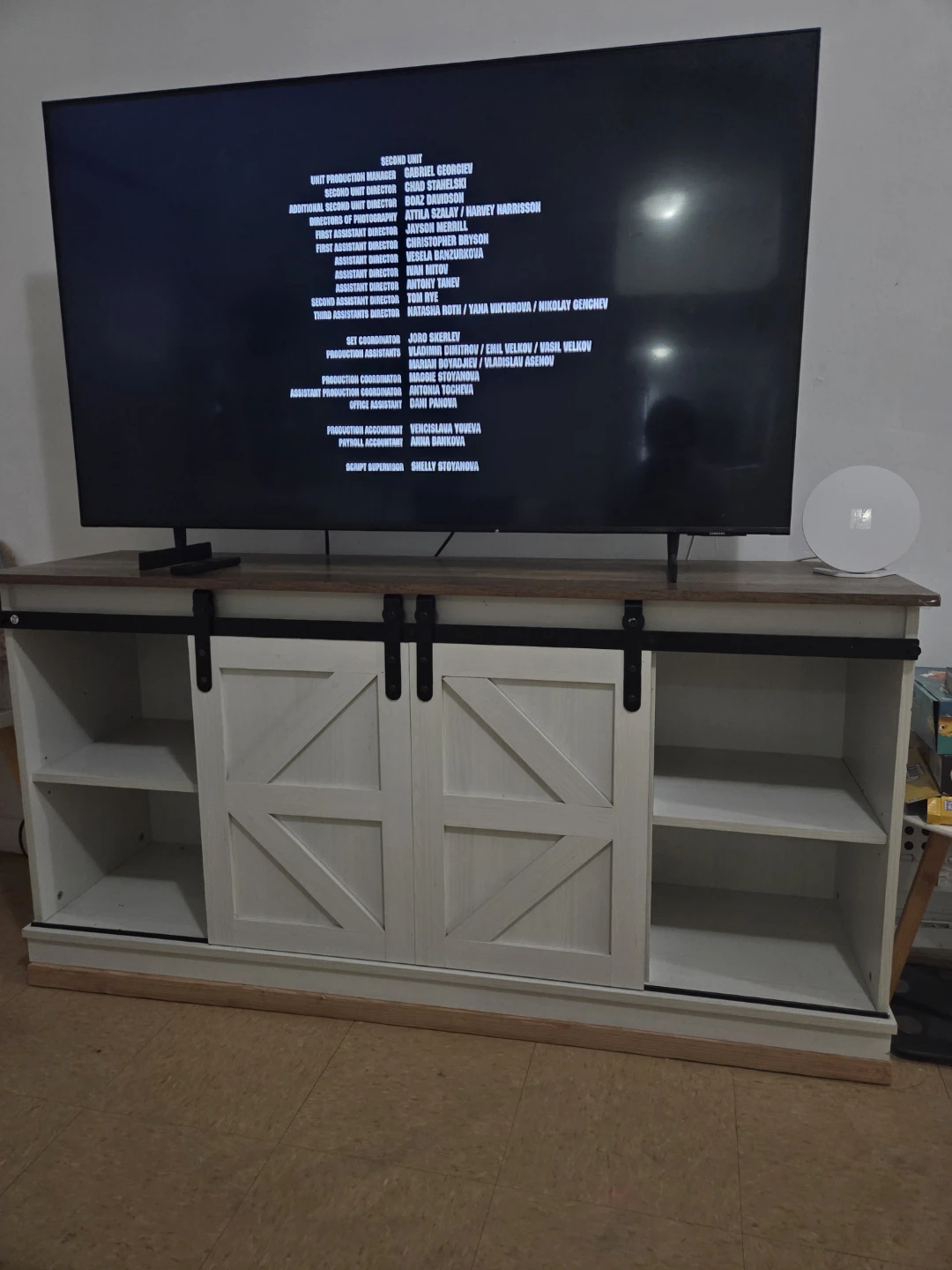 Farmhouse Style TV Stand with Barn Doors