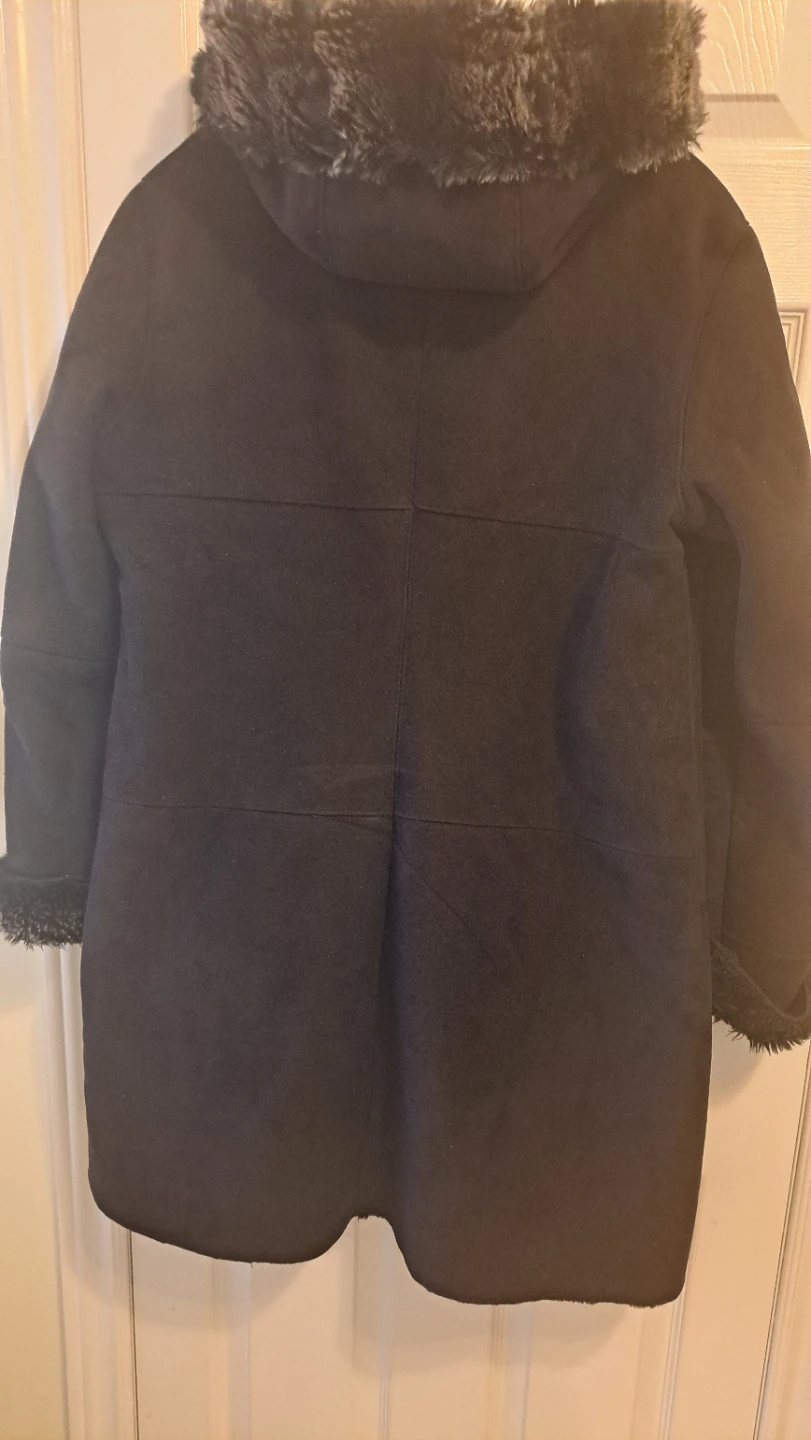 Jessica Women's Black Faux Fur Trim Hooded Coat Size L/G (14-16) - photo 2