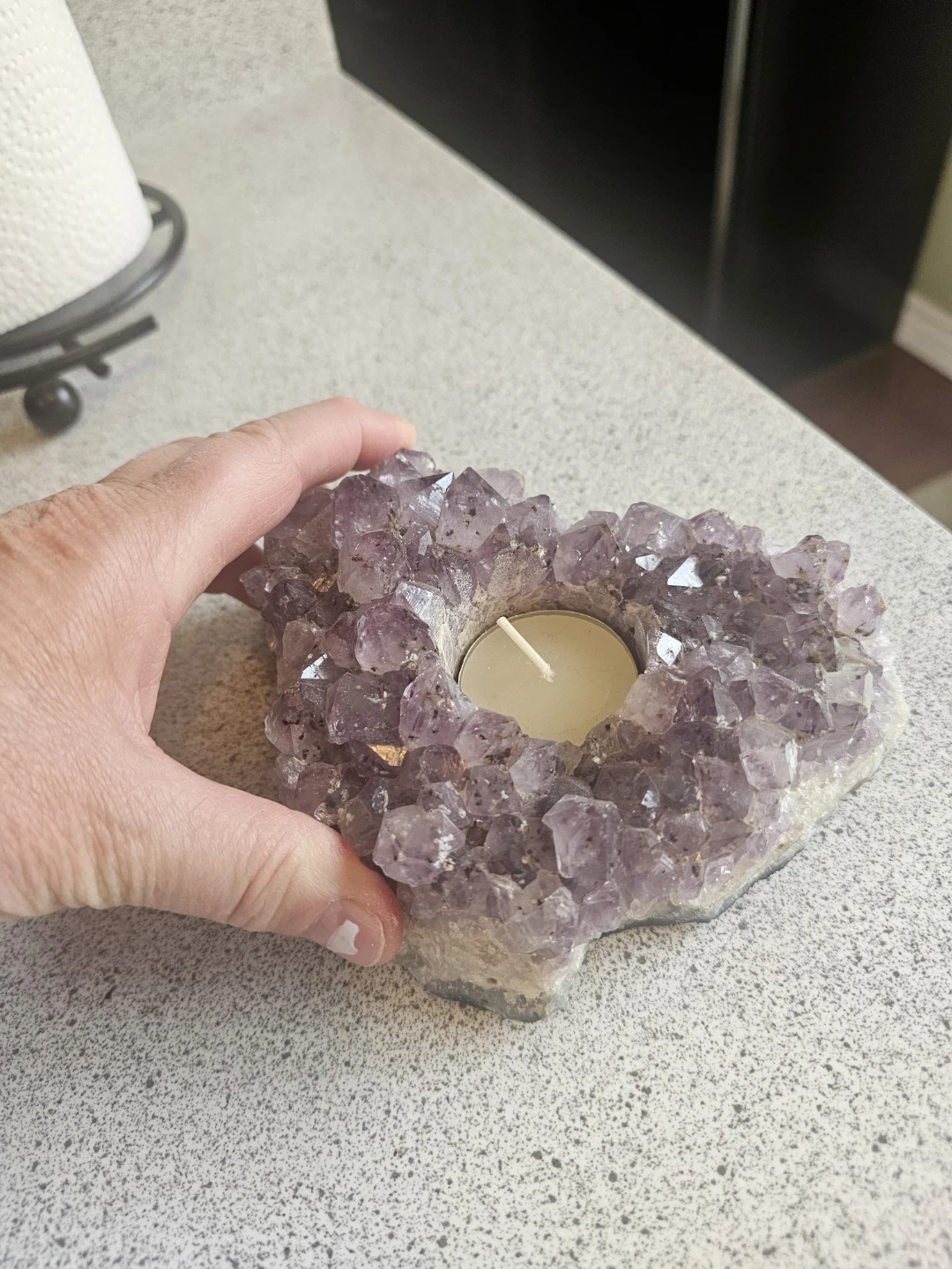 Amethyst Heart shaped Tea Light Holder - photo 2