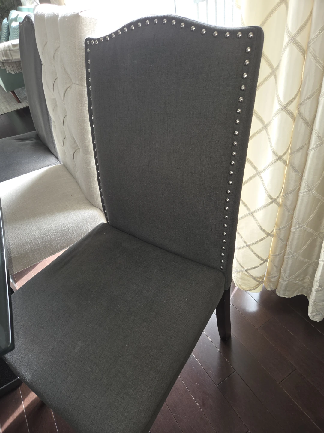 Black Glass Dining Table with Chairs... Base is cracked - photo 2
