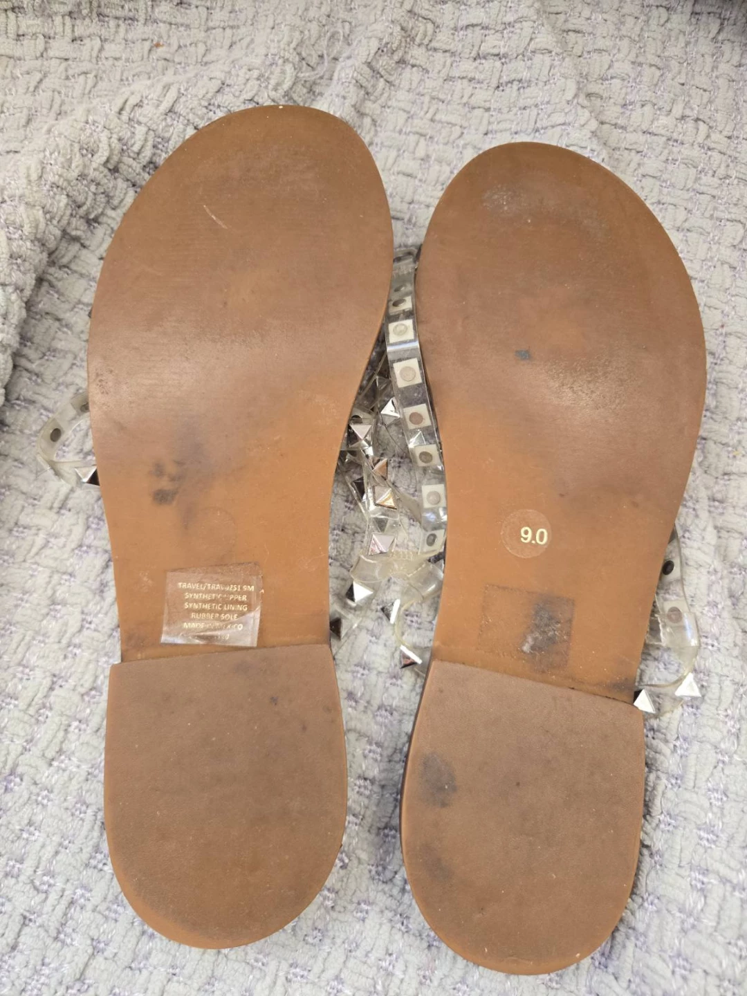 Steve Madden Studded Clear Strap Flat Sandals Size 9 - photo 4