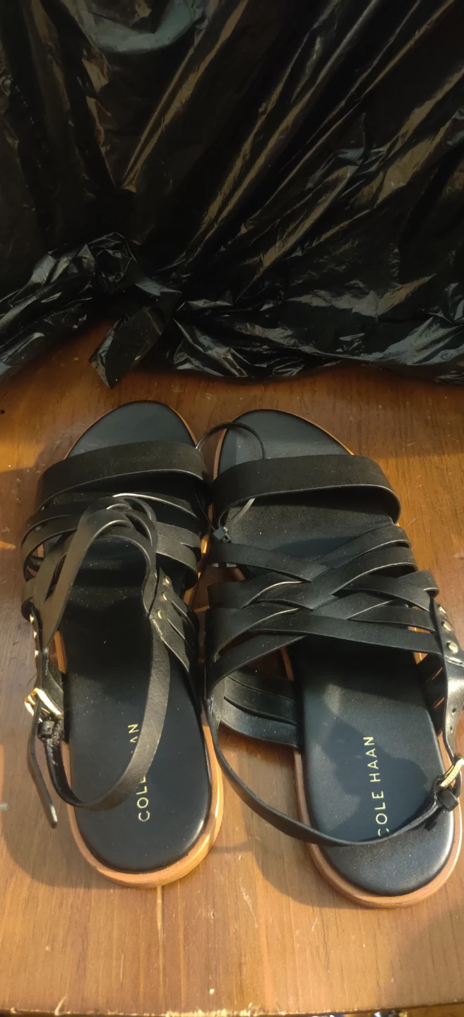 Cole Haan Black Strappy Leather Sandals