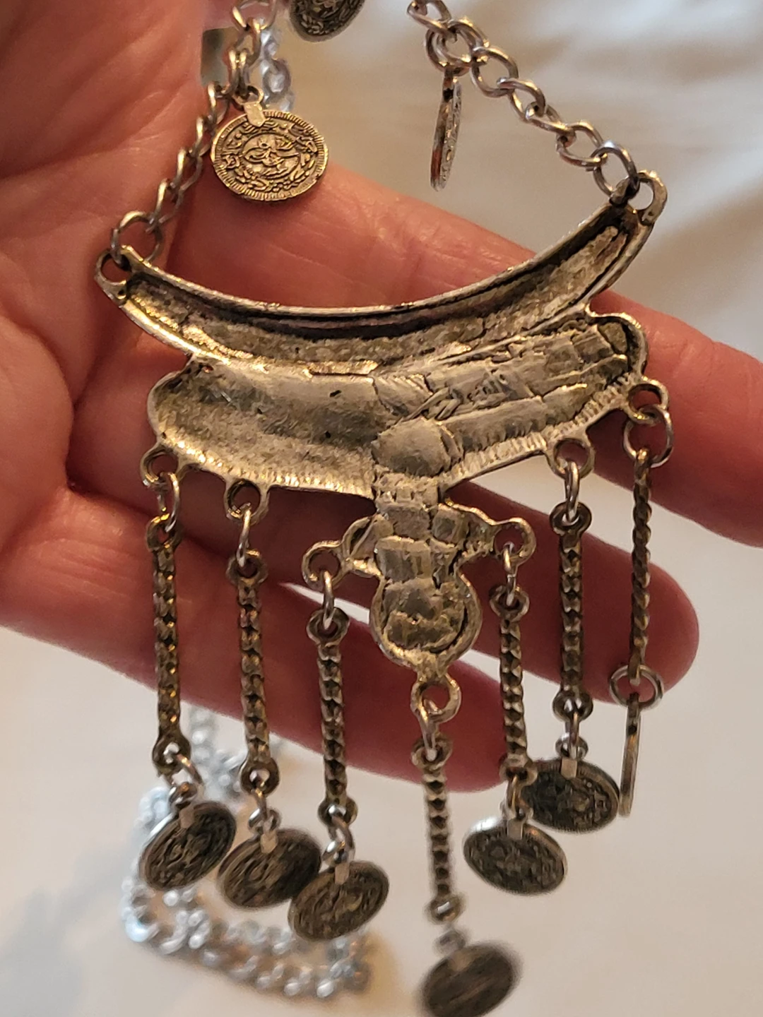 Vintage Necklace with coin charms and black stones - photo 5