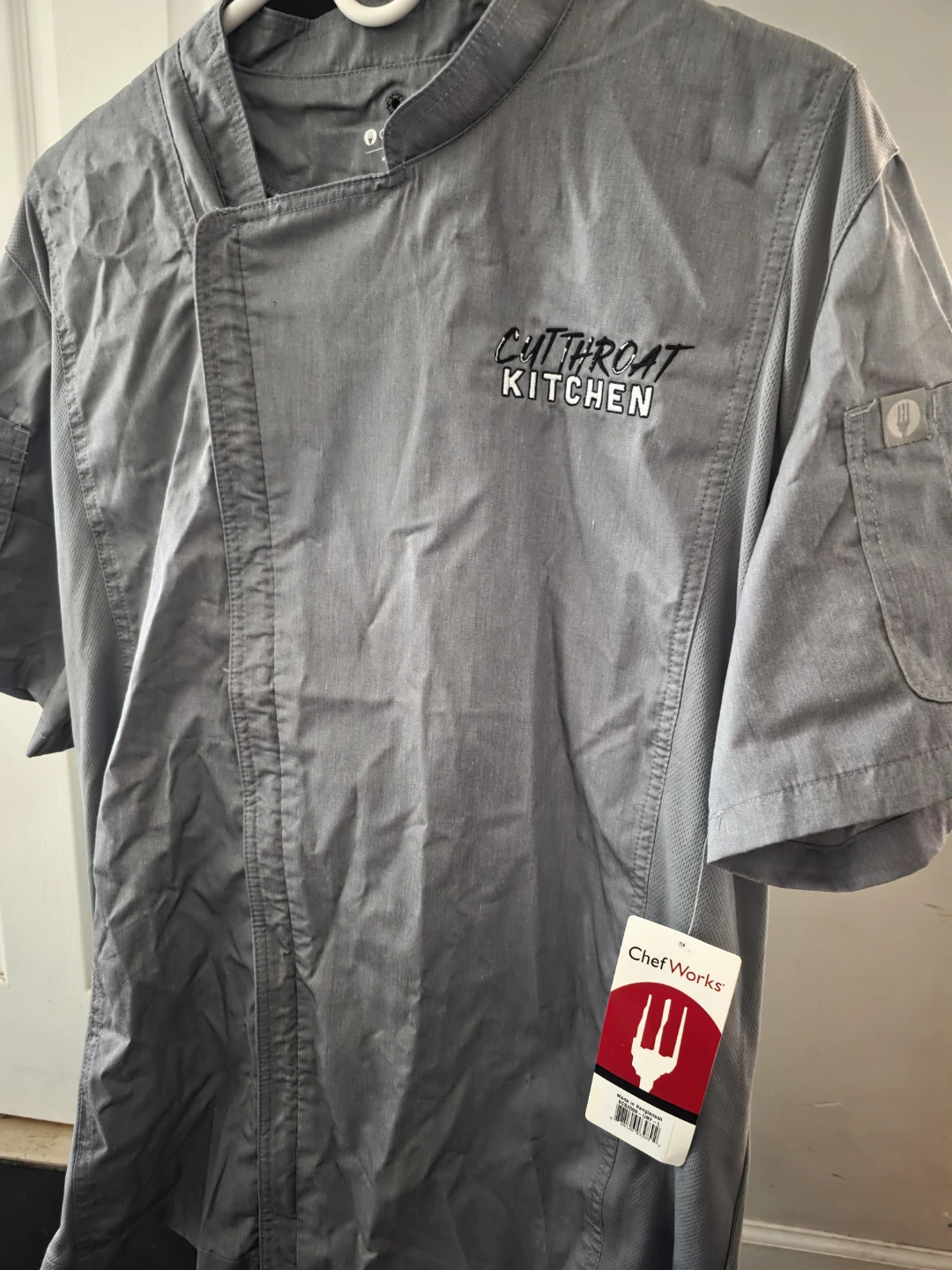 Chef Works Grey Short Sleeve Chef Coat - Size L