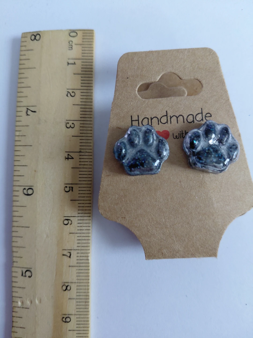 Handmade Paw Print Resin Earrings - photo 2
