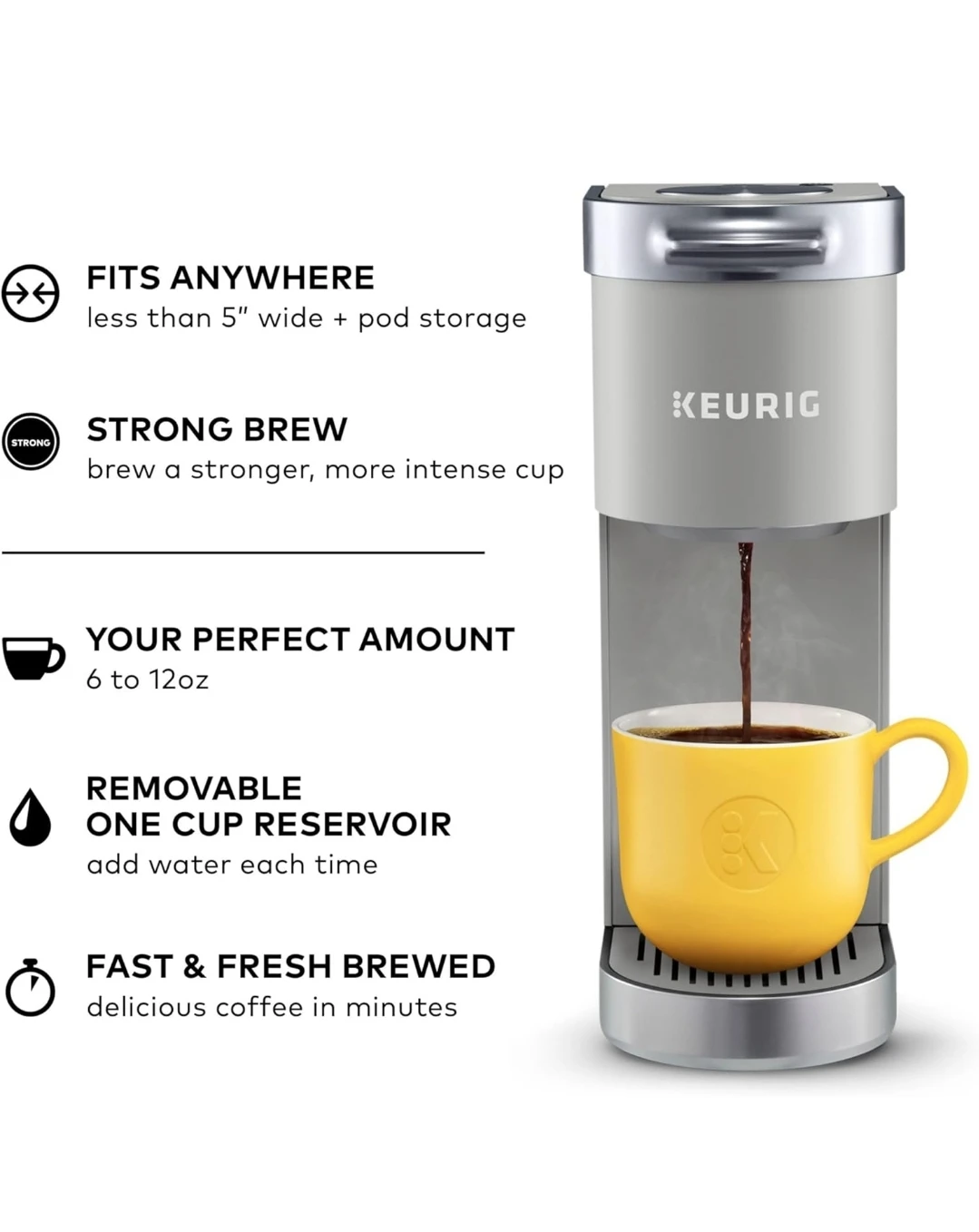 Keurig - K-Mini Plus  K-Cup Pod Coffee Maker - Studio Gray - photo 3