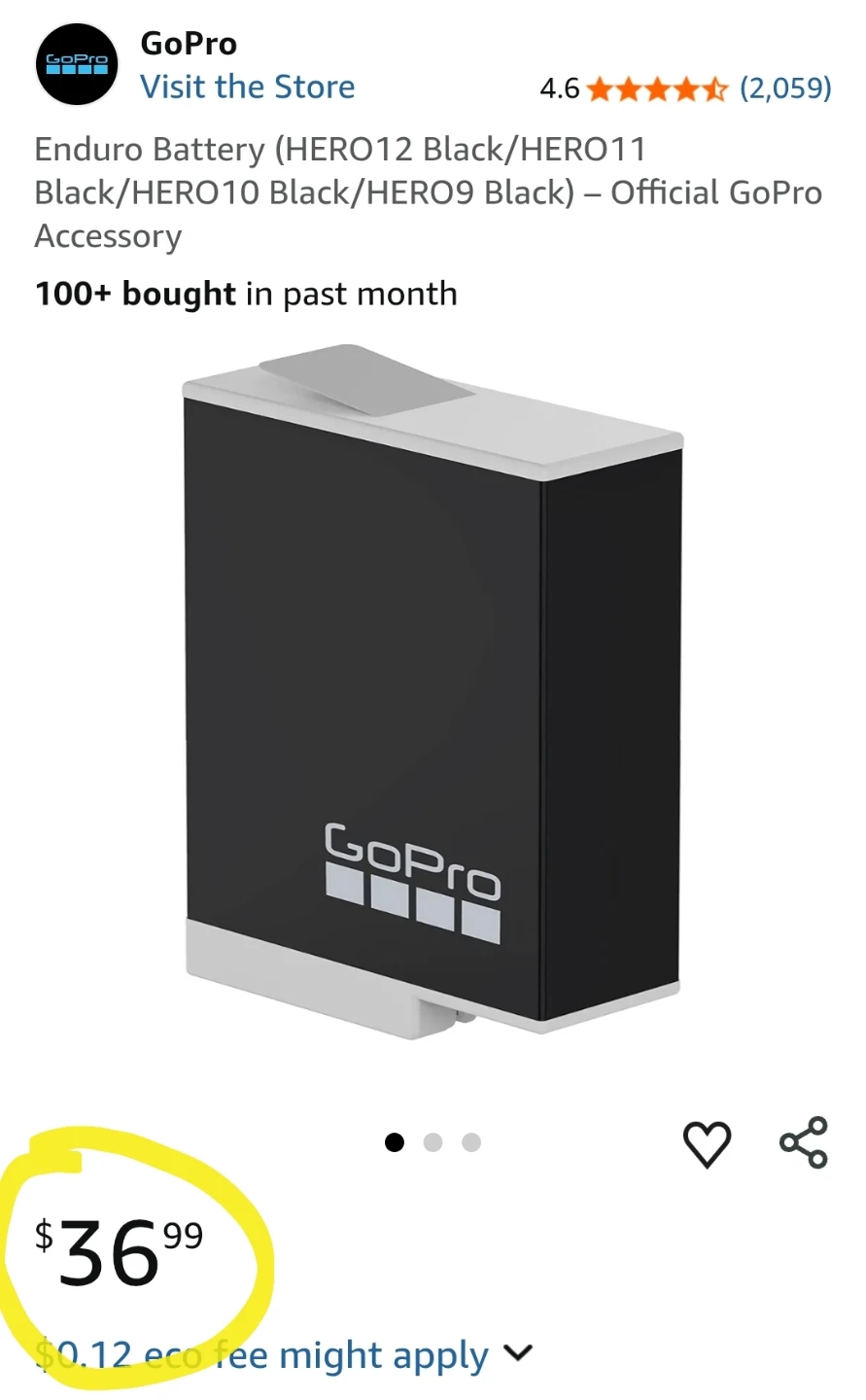 Enduro Battery (HERO12 Black/HERO11 Black/HERO10 Black/HERO9 ETC - photo 4