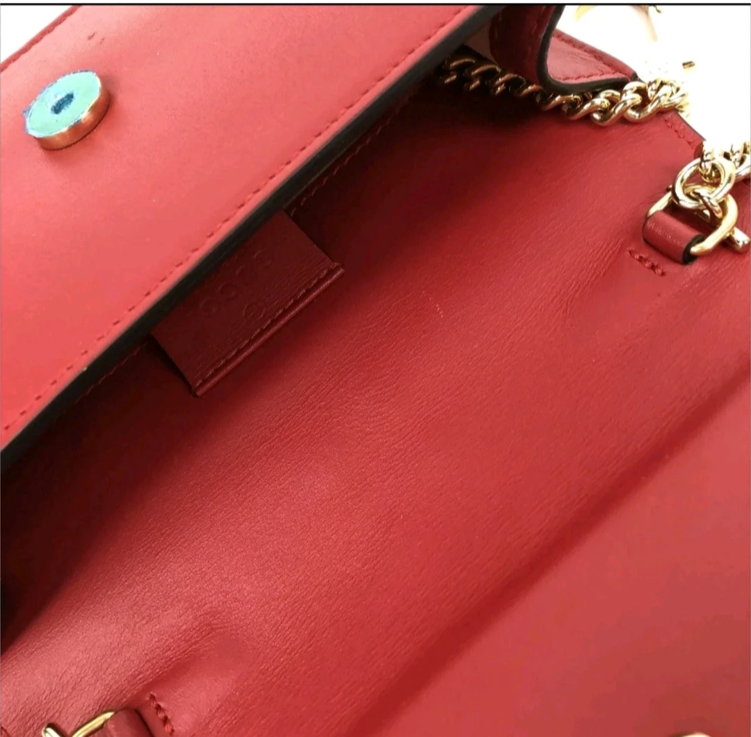 Gucci Red Leather Chain Shoulder Bag with Gold Hardware - photo 4